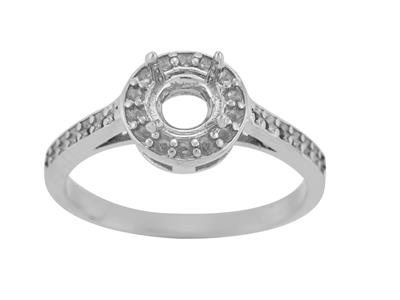 Anillo Halo, Piedra Central 5,60 mm, Oro Gris 800 - Imagen Estandar - 2