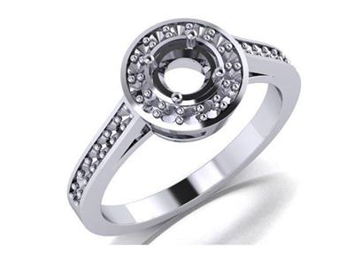 Anillo Halo, Piedra Central 5,60 mm, Oro Gris 800 - Imagen Estandar - 3