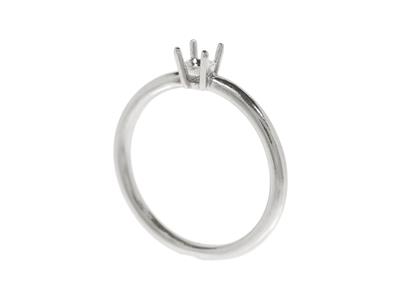 Solitario 4 Garras Para Piedra De 3,80 mm, Cuerpo Abombado, Oro Gris 18k Pd, Dedo 63 - Imagen Estandar - 2