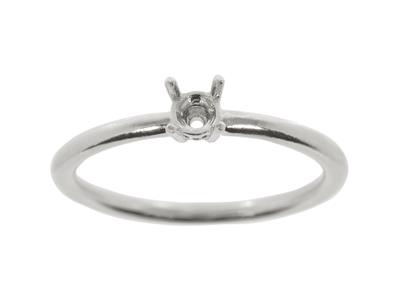 Solitario 4 Garras Para Piedra De 4,20mm, Cuerpo Abombado, Oro Blanco18k Pd, Dedo 54