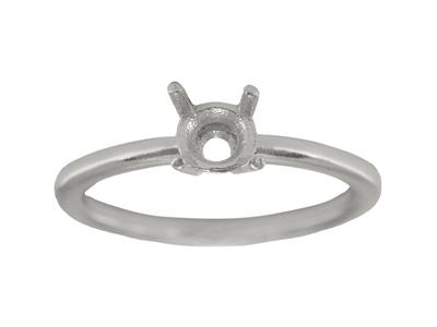 Solitario 4 Garras Para Piedra De 6mm, Cuerpo Abombado, Oro Gris 18k Pd, Dedo 62
