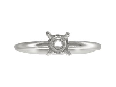Solitario 4 Garras Para Piedra De 6 mm, Cuerpo Abombado, Oro Gris 18k Pd, Dedo 65 - Imagen Estandar - 4