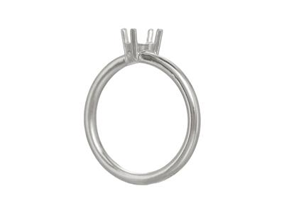 Solitario 4 Garras Desplazadas Parapiedra De 5 mm, Cuerpo Abombado, O Ro Gris 18k Pd, Dedo 65 - Imagen Estandar - 3