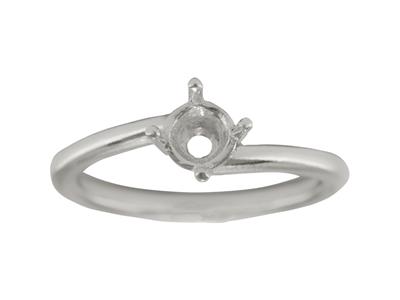 Solitario 4 Garras Desplazadas Parapiedra De 5mm, Cuerpo Abombado, O Ro Gris 18k Pd, Talla 69