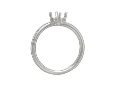 Solitario 4 Garras Desplazadas Parapiedra De 6,50 Mm, Cuerpo Abovedad O, Oro Blanco De 18 K Pd, Dedo 65 - Imagen Estandar - 2