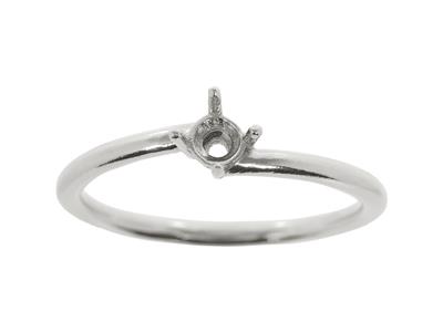Solitario 4 Garras Desplazadas Parapiedra De 4,20 Mm, Cuerpo Abovedad O, Oro Blanco De 18 K Pd, Dedo 54