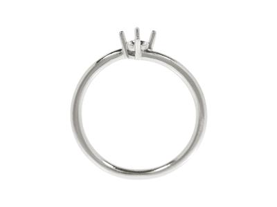 Solitario 4 Garras Desplazadas Parapiedra De 4,20 Mm, Cuerpo Abovedad O, Oro Blanco De 18 K Pd, Dedo 58 - Imagen Estandar - 2