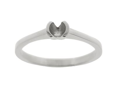 Engaste Semi-cerrado Solitario Parapiedra De 4,20mm, Cuerpo Plano, O Ro Gris De 18k Pd, Dedo 70