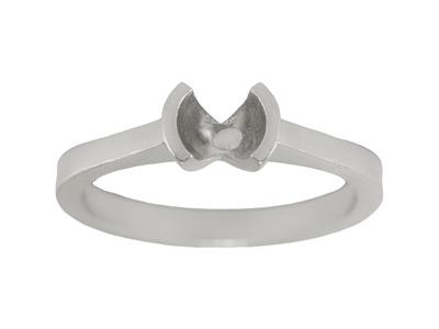 Engaste Semi-cerrado Solitario Parapiedra De 6 Mm, Cuerpo Plano, Oro Gris De 18 Quilates, Dedo 52