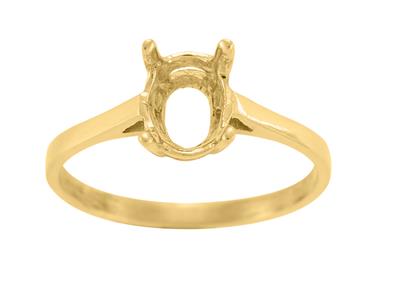 Anillo Engastado Con 4 Garras Para Piedra Ovalada De 8 X 6 mm, Oro Amarillo De 18k. Ref. 15363 - Imagen Estandar - 2