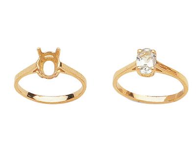 Anillo Engastado Con 4 Garras Para Piedra Ovalada De 8 X 6 mm, Oro Amarillo De 18k. Ref. 15363 - Imagen Estandar - 3