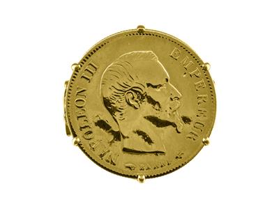 Anillo Portamonedas De 10 Francos, Engastado Con 6 Garras, Personalizable, Oro Amarillo De 18 Quilates - Imagen Estandar - 4