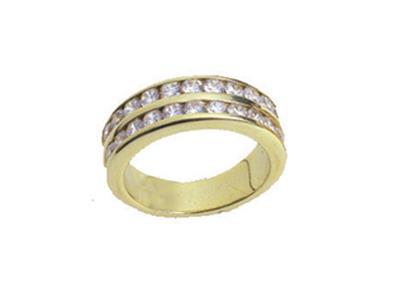 Alianza De Boda De 2 Hileras Con Engaste En Carril, Oro Amarillo De 18k. Ref. 00102 - Imagen Estandar - 2
