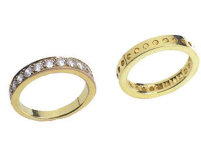 Alianza De 1 Hilera Con Engaste De Granos, Oro Amarillo De 18k. Ref. 111 - Imagen Estandar - 3