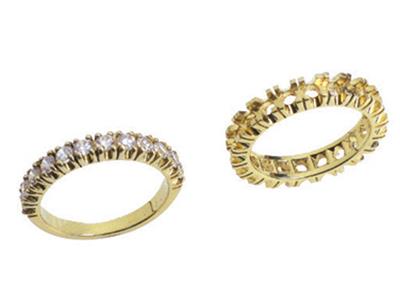 Alianza Engastada Con 4 Garras 1 Hilera, Oro Amarillo De 18k. Ref. 318 - Imagen Estandar - 3