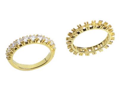 Alianza Engastada Con 4 Garras 1 Hilera, Oro Amarillo De 18k. Ref. 330 - Imagen Estandar - 3