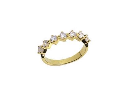 Alianza Engastada Con 4 Garras 1 Hilera, Oro Amarillo De 18k. Ref. 360 - Imagen Estandar - 2