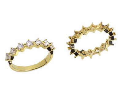 Alianza Engastada Con 4 Garras 1 Hilera, Oro Amarillo De 18k. Ref. 360 - Imagen Estandar - 3