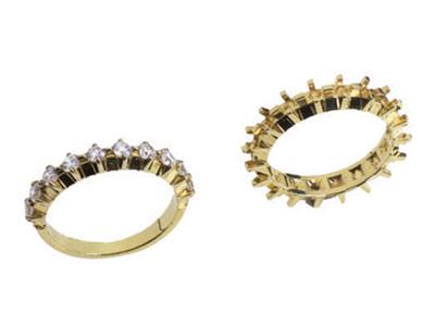 Alianza Engastada Con 4 Garras 1 Hilera, Oro Amarillo De 18k. Ref. 370 - Imagen Estandar - 3