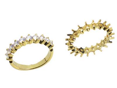 Alianza Engastada Con Puntas Alineadas, 1 Hilera, Oro Amarillo De 18k.ref. 390 - Imagen Estandar - 3