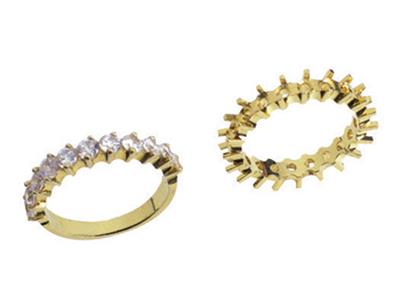 Alianza Engastado Con Garras Desplazadas, 1 Fila, Oro Amarillo De 18k.ref. 391 - Imagen Estandar - 3