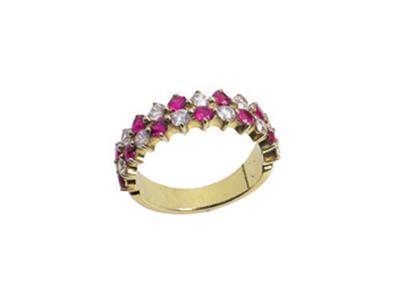 Alianza Engastado Con Múltiples Garras Alineadas 2 Hileras, Oro Amarillo De 18k. Ref.392 - Imagen Estandar - 2
