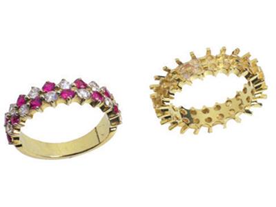 Alianza Engastado Con Múltiples Garras Alineadas 2 Hileras, Oro Amarillo De 18k. Ref.392 - Imagen Estandar - 3