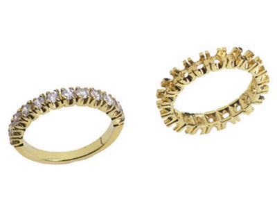Alianza Engastada Con 4 Garras 1 Hilera, Oro Amarillo De 18k. Ref. 420 - Imagen Estandar - 3