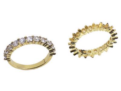 Alianza Engastada Con 4 Garras 1 Hilera, Oro Amarillo De 18k. Ref. 440/5037 - Imagen Estandar - 3