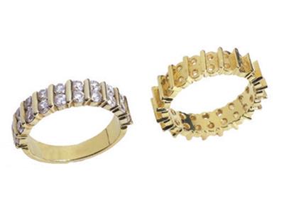 Alianza De Boda Con Pasador Entero De 2 Hileras, Oro Amarillo De 18 K.ref. 452 - Imagen Estandar - 3