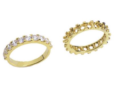 Alianza Engastada Con 4 Garras 1 Hilera, Oro Amarillo De 18k. Ref. 530 - Imagen Estandar - 3