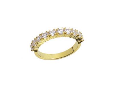 Alianza Engastada Con 4 Garras 1 Hilera, Oro Amarillo De 18k. Ref. 580 - Imagen Estandar - 2