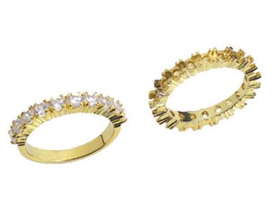 Alianza Engastada Con 4 Garras 1 Hilera, Oro Amarillo De 18k. Ref. 580 - Imagen Estandar - 3