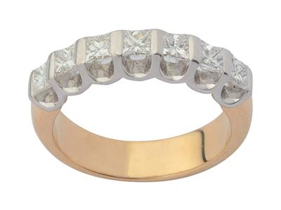 Alianza Para 7 Piedras Princesa, Oro Amarillo De 18k. Ref. 903 - Imagen Estandar - 2