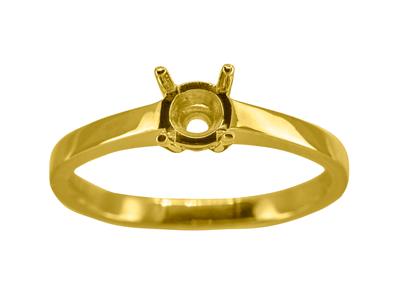 Solitario 4 Garras Para Piedra De 5mm, Cuerpo Plano, Oro Amarillo 18 Kt 3n, Dedo 47