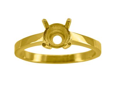 Solitario 4 Garras Para Piedra De 6,50mm, Cuerpo Plano, Oro Amarillo 3n De 18k, Talla 54