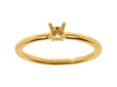 Solitario 4 Garras Para Piedra De 3,80mm, Cuerpo Abombado, Oro Amarillo 18k3n, Dedo 54