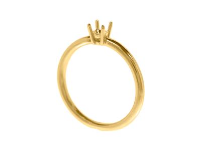 Solitario 4 Garras Para Piedra De 4,60 mm, Cuerpo Abombado, Oro Amarillo 18k3n, Talla 62 - Imagen Estandar - 3