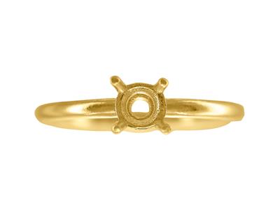 Solitario 4 Garras Para Piedra De 5,50 mm, Cuerpo Abombado, Oro Amarillo 18k3n, Dedo 63 - Imagen Estandar - 4