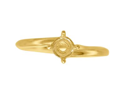 Solitario 4 Garras Desplazadas Parapiedra De 5 Mm, Cuerpo Abovedado, Oro Amarillo 3n De 18 K, Dedo 69 - Imagen Estandar - 4