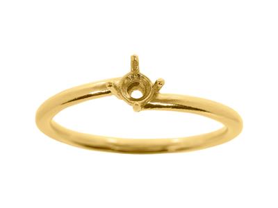 Solitario 4 Puntas Desplazadas Parapiedra De 3,40 Mm, Cuerpo Abovedad O, Oro Amarillo 3n De 18 K, Dedo 69