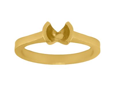 Solitario Engaste De Medio Chatn Para Piedra De 6 Mm, Cuerpo Plano, Oro Amarillo 3n De 18 K, Tamaño 69