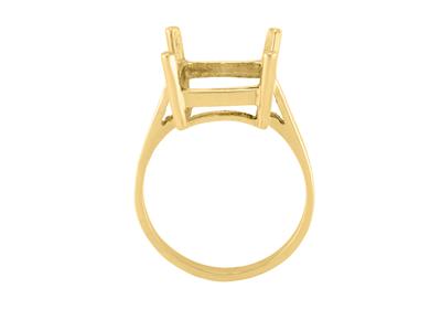 Anillo Con 4 Garras Para Piedra Rectangulo 14 X 12 Mm, Oro Amarillo 18k. Ref. 15381