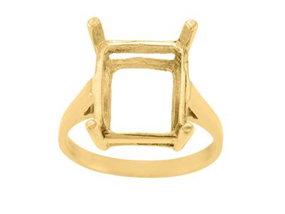 Anillo Engastado Con 4 Garras Para Piedra Rectangular De 14 X 12 mm, Oro Amarillo De 18k. Árbitro. 15381 - Imagen Estandar - 2