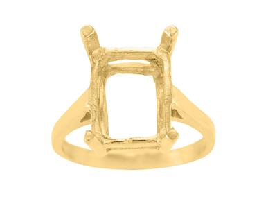 Anillo Engastado Con 4 Garras Para Piedra Rectangular De 14 X 10 mm, Oro Amarillo De 18k. Referencia. 153 - Imagen Estandar - 2