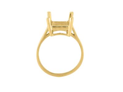 Anillo 4 Garras Para Piedra Rectangulo 12 X 10 Mm, Oro Amarillo 18k. Ref. 15379