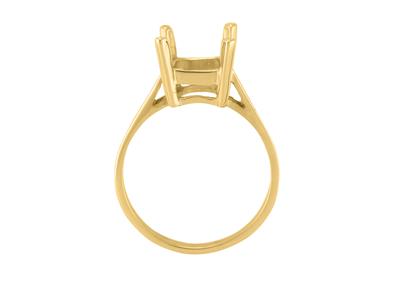 Anillo 4 Garras Para Piedra Rectangulo 10 X 8 Mm, Oro Amarillo 18k. Ref. 15377