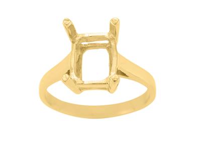 Anillo Engastado Con 4 Garras Para Piedra Rectangular De 10 X 8 mm, Oro Amarillo De 18k. Ref. 15377 - Imagen Estandar - 2