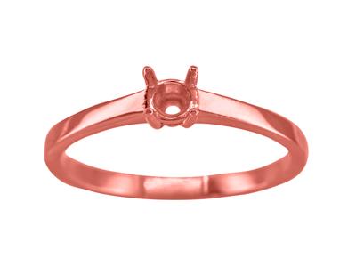 Solitario 4 Garras Para Piedra De 3,40mm, Cuerpo Plano, Oro Rojo 5n De 18k, Tamaño 54