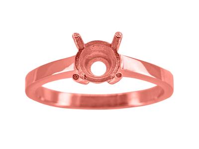 Solitario 4 Garras Para Piedra De 6mm, Cuerpo Plano, Oro Rojo 5n De 18k, Tamaño 54